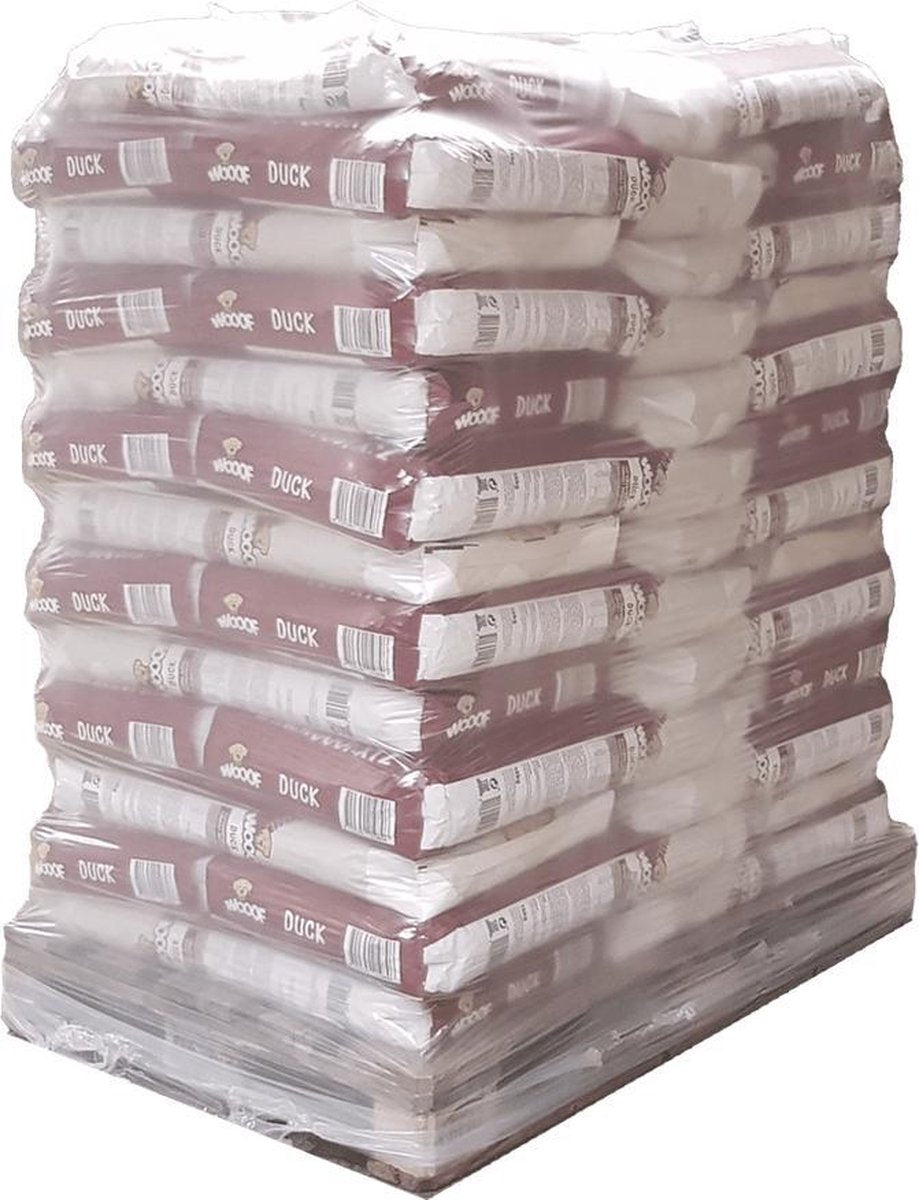 WOOOF Eend op Pallet - Geperst hondenvoer - Geperste hondenbrokken - Droogvoer - 39 x 18KG