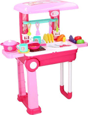 2-in-1 speelkeuken en trolley - met licht en geluid - diverse accessoires