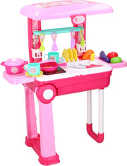 Eddy Toys - 2-in-1 speelkeuken en trolley - met licht en geluid - diverse accessoires