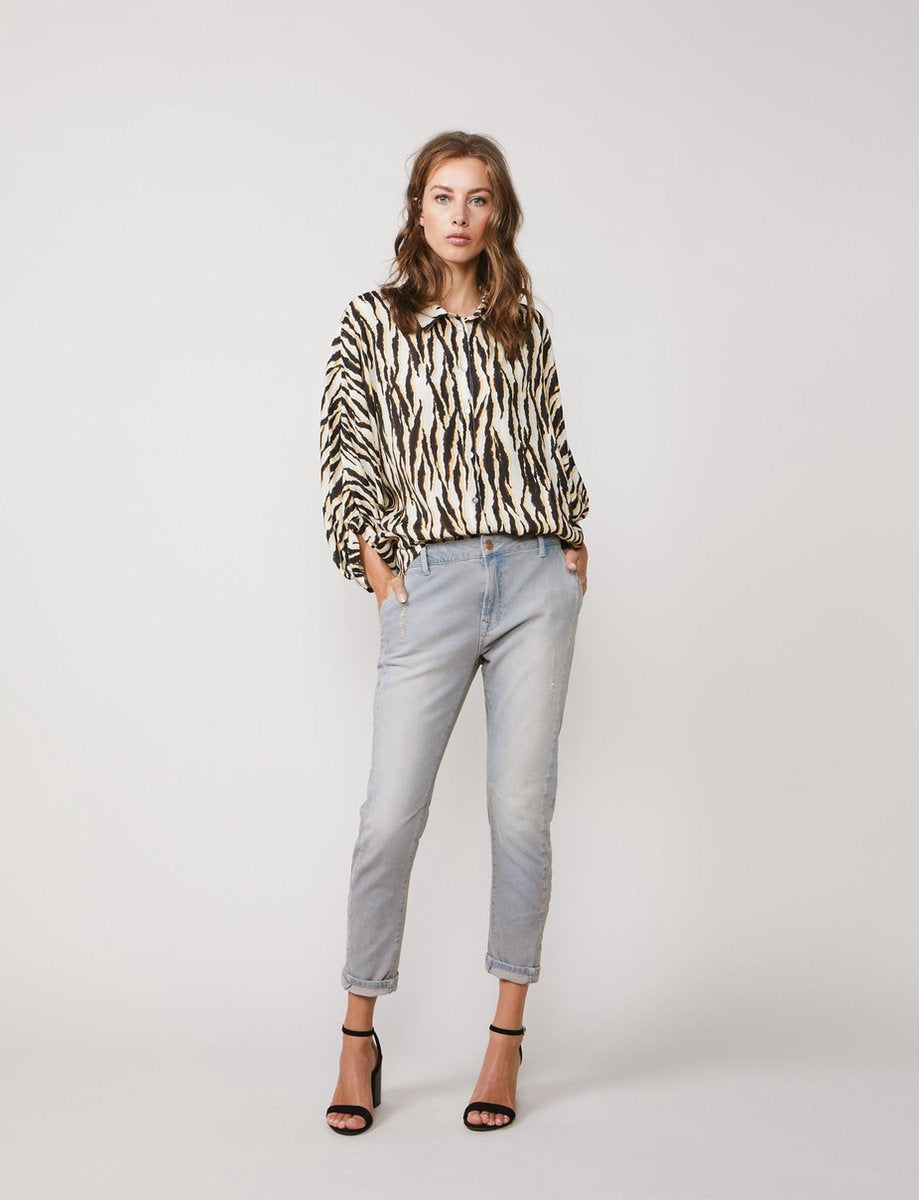 Loose tapered jeans soft cotton - Grey denim
