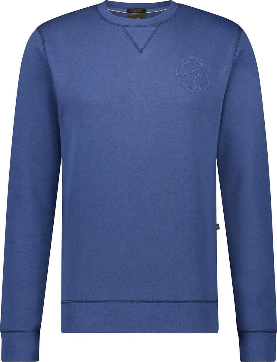 Haze&Finn Pullover Ronde Hals Indigo Blauw (MU15-0402 - IndigoWash)