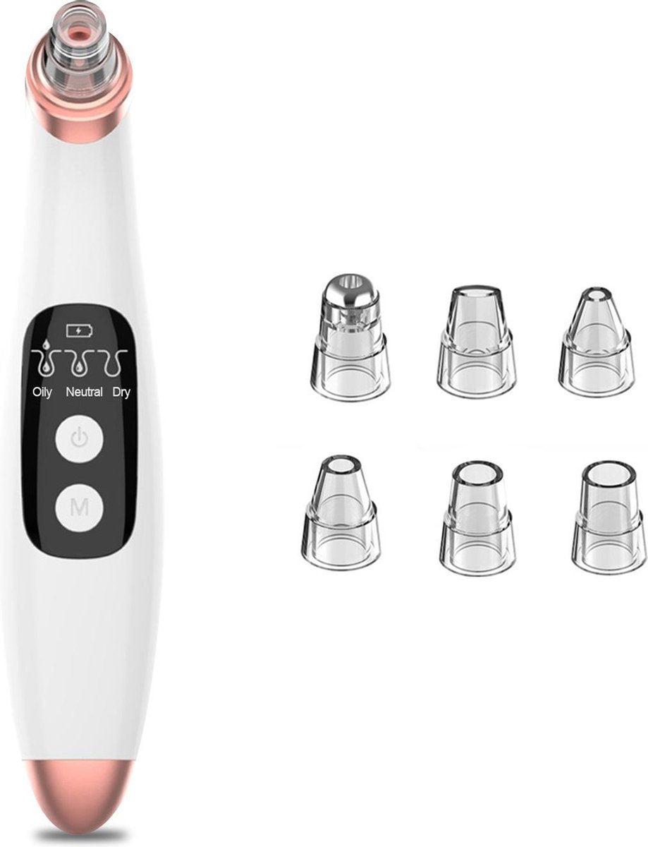 YONO Blackhead Remover Vacuüm – Mee Eters Verwijderen – Pore Cleaner – 6 Opzetstukken – Wit