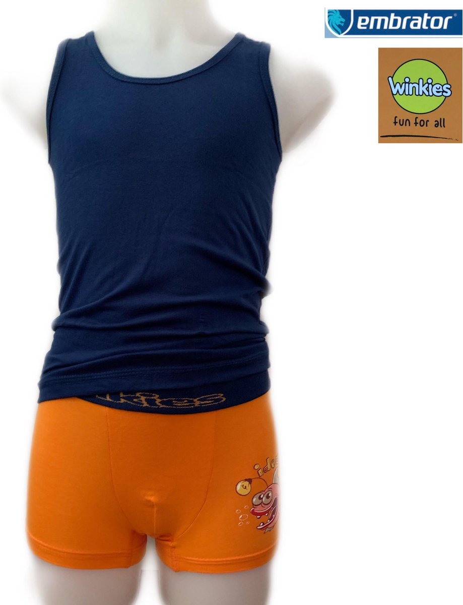 Embrator jongens Ondergoedsetje Idea oranje/donkerblauw maat 98/104