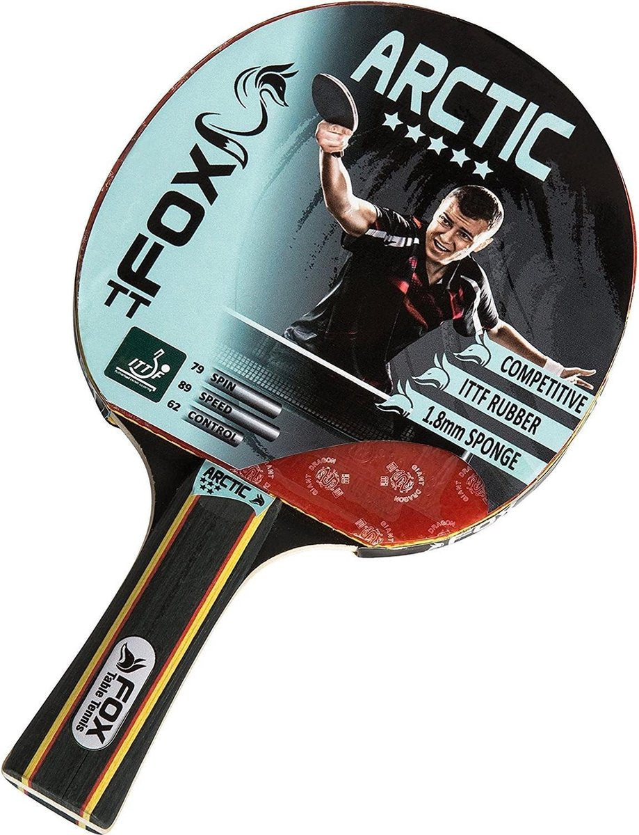 Fox Tt Tafeltennisbat Arctic 5 Star 26 Cm Hout/rubber Zwart/rood