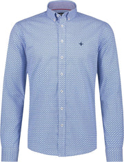 Haze&Finn Overhemd Print Azure Blauw (MC15-0110-23 - AzureBlueFlowerLeaf)