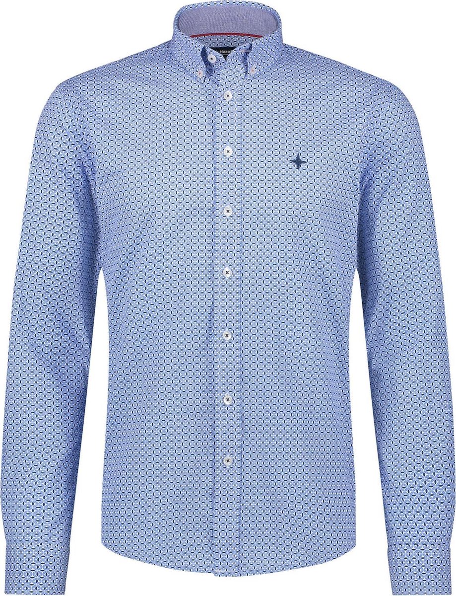 Haze&Finn Overhemd Print Azure Blauw (MC15-0110-23 - AzureBlueFlowerLeaf)