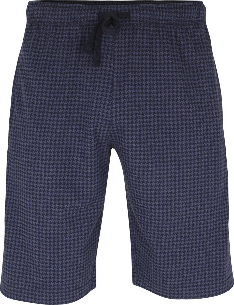 Ceceba heren pyjamabroek kort - blauw pied de poule -  Maat: L
