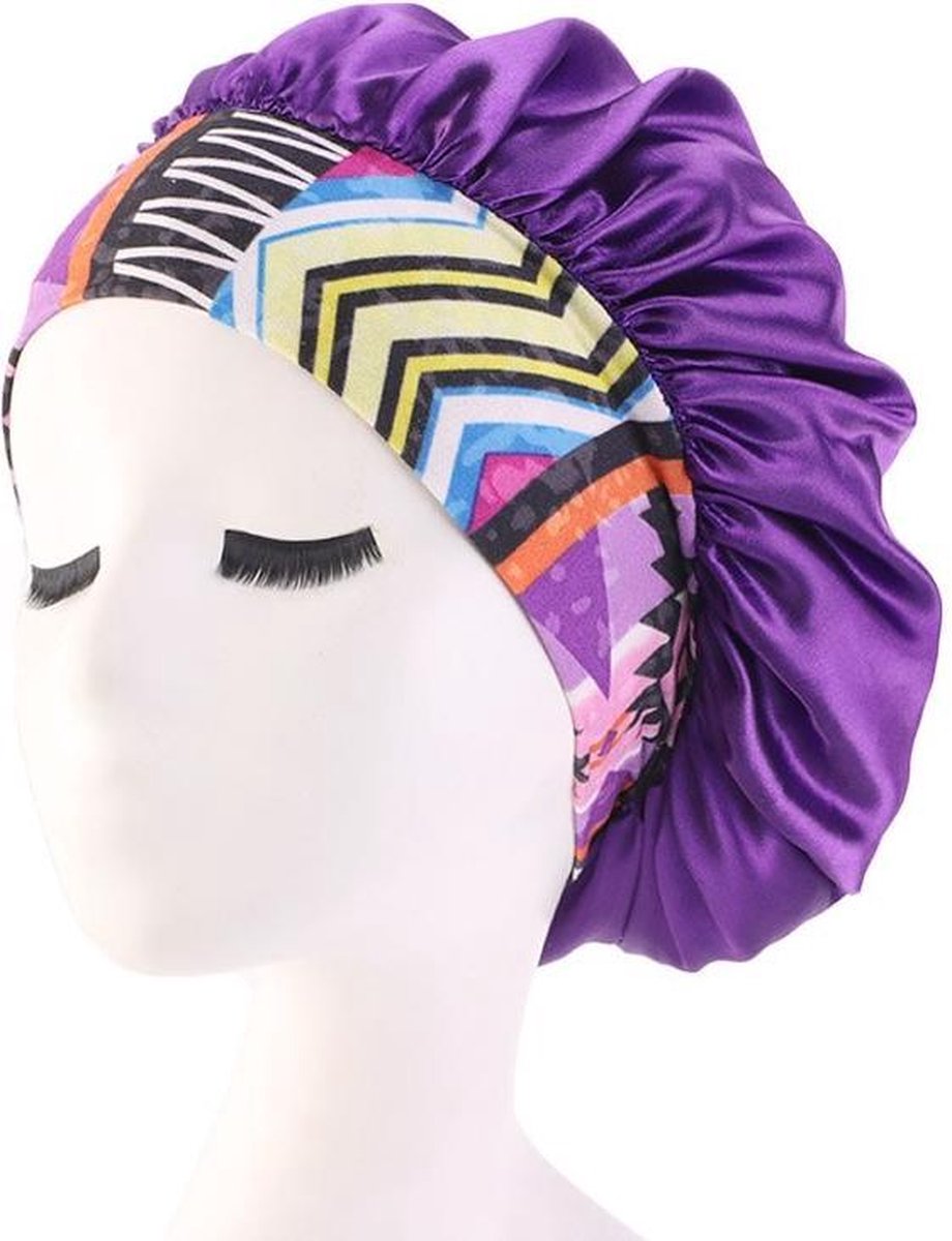 Bonnet Satijn XL|Slaapmuts Satijn|Hoofddeksel|Unisex|Cabantis|Kente Clothes Paars