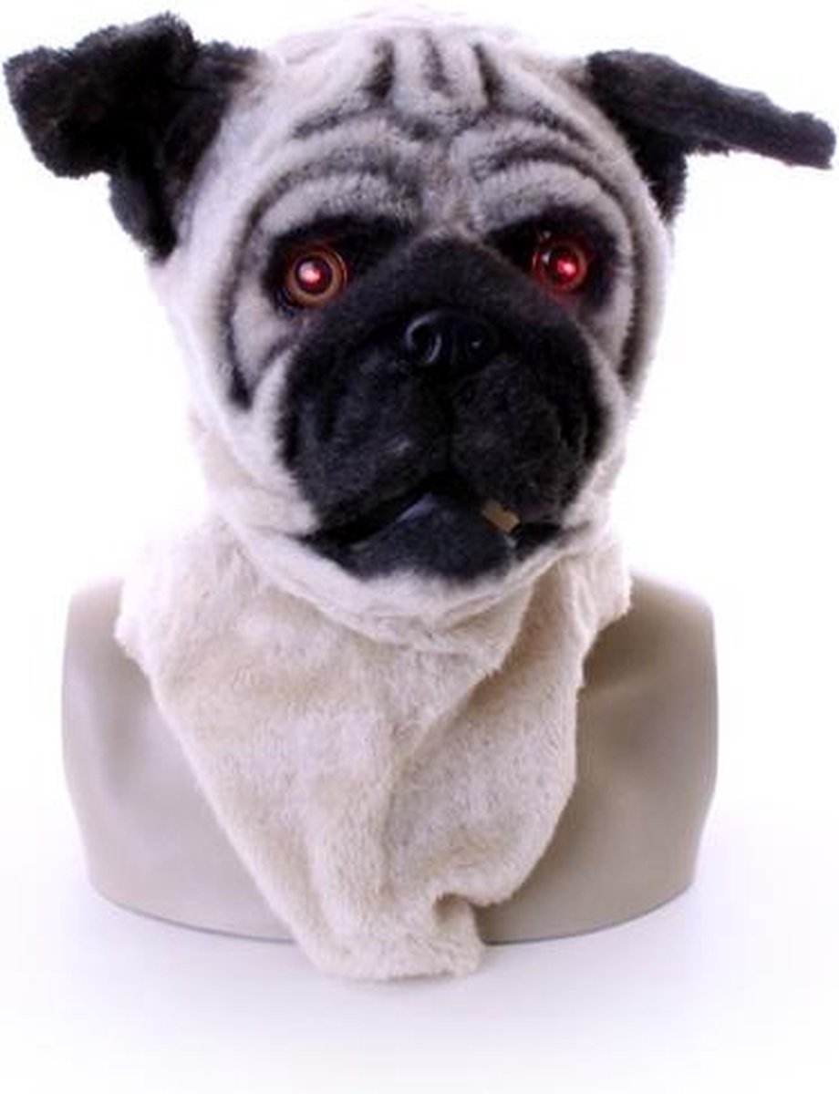 Mopshond masker - pug hond volkop lichtgevende ogen bewegende mond