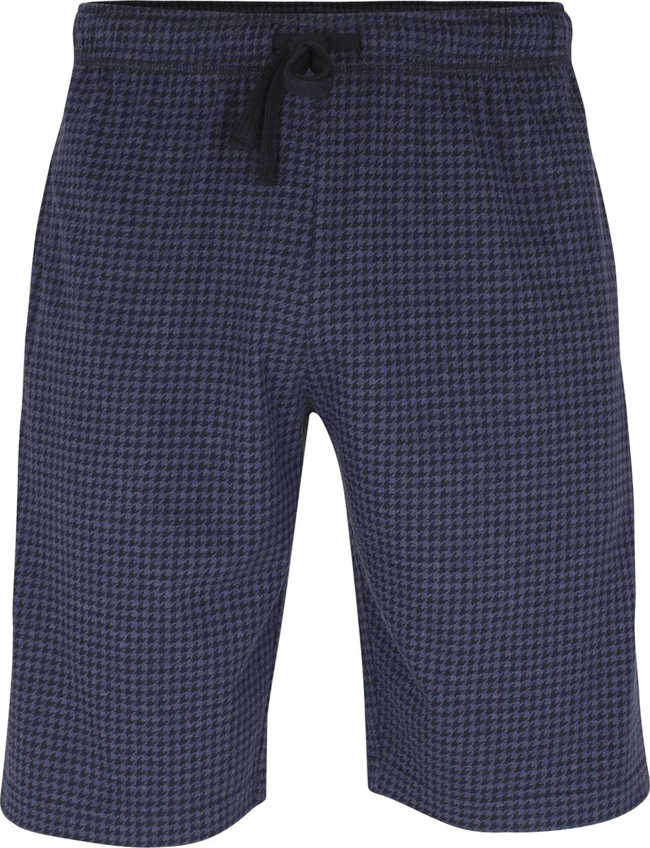 Ceceba heren pyjamabroek kort - blauw pied de poule -  Maat: 6XL