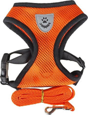 Hondenharnas-kattenharnas-Hondentuig- hondentuigjes kleine hond-Kattenharnas-kattentuigje -kattentuigje met looplijn-maat -Oranje L