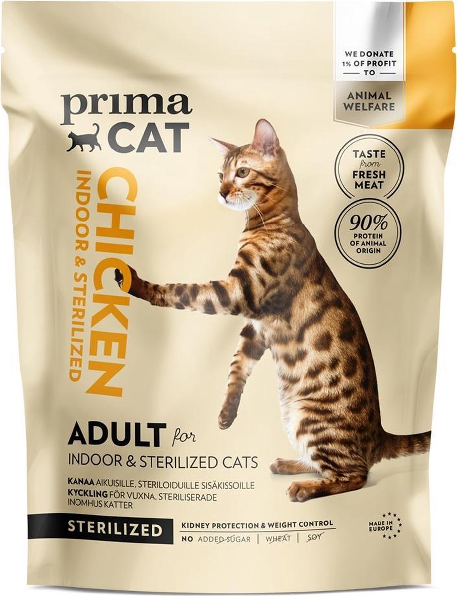 PrimaCat Adult - Droog Kattenvoer - Sterilised Kattenvoer - Kattenvoeding - Kip - 1