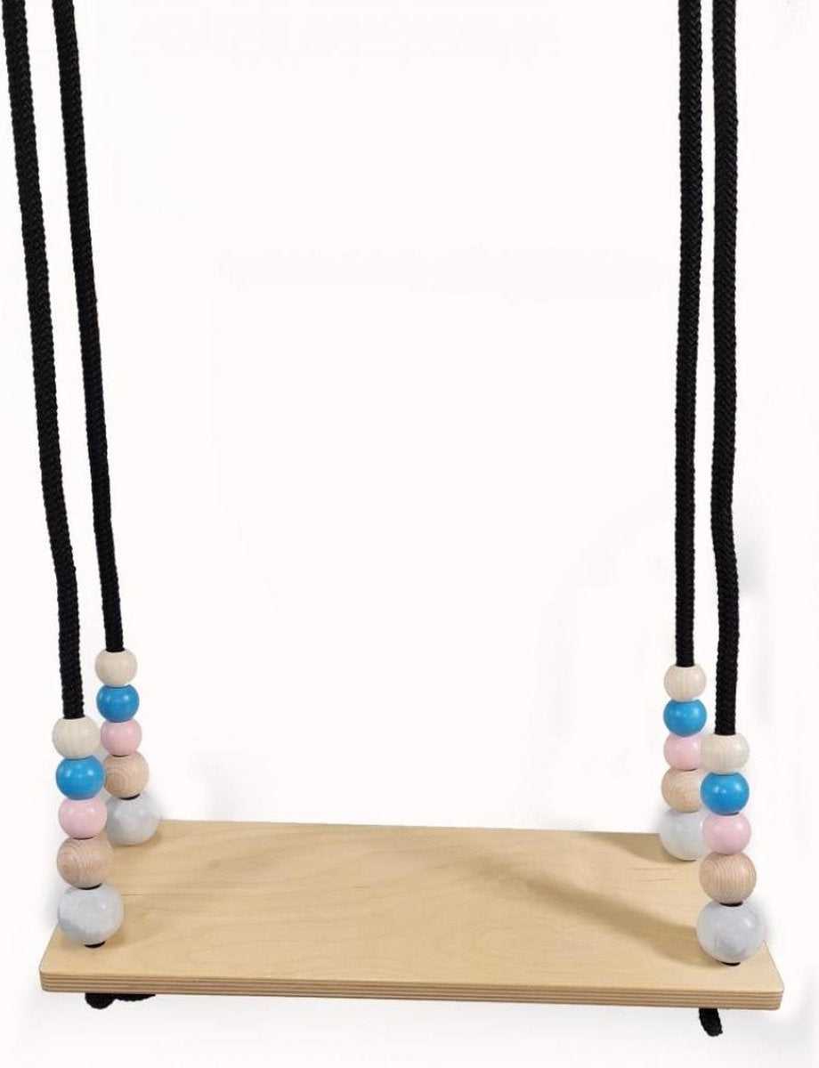 Hess Houten Plankschommel Met Kralen Pastel