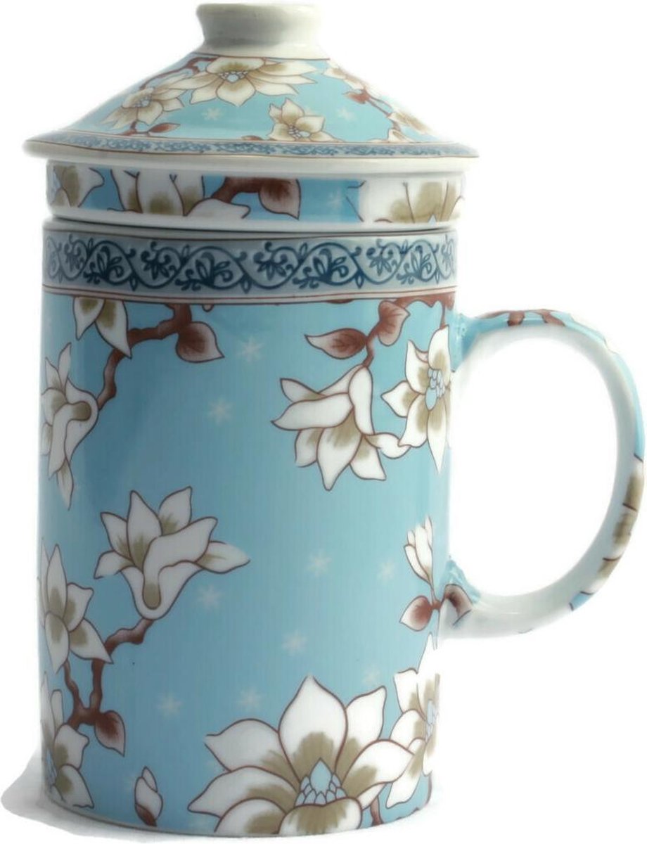 Theepot - theebeker - losse thee - theebeker met filter - theebeker met zeef - H 15 cm Ø 8 cm