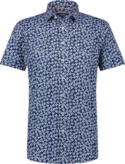 Haze&Finn Overhemd Print Navy Blauw (MC15-0101-42 - Navy-BigFlowers)