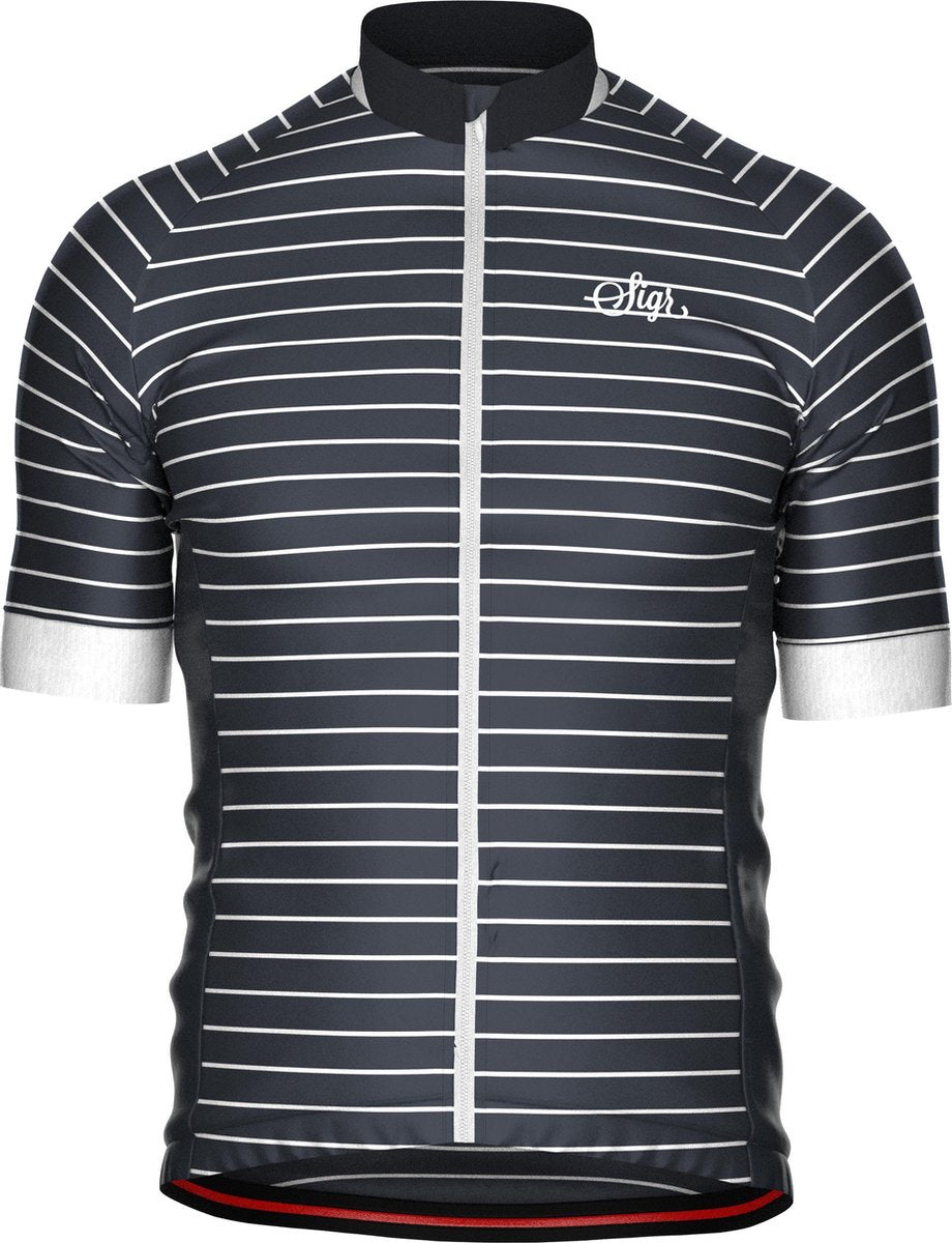 BLACK HORIZON' fietsshirt met zwart/witte strepen voor heren - S