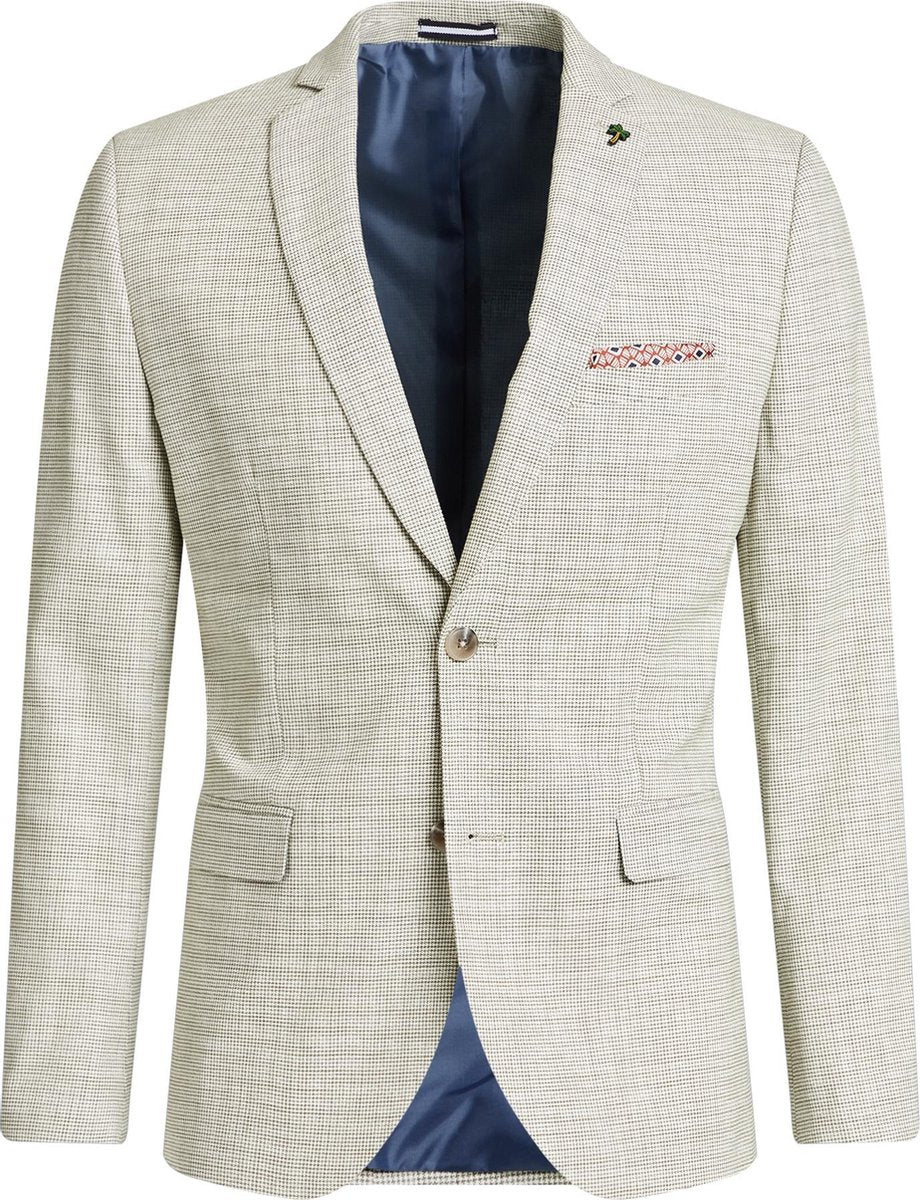 WE Fashion Heren slim fit blazer met pied-de-pouledessin