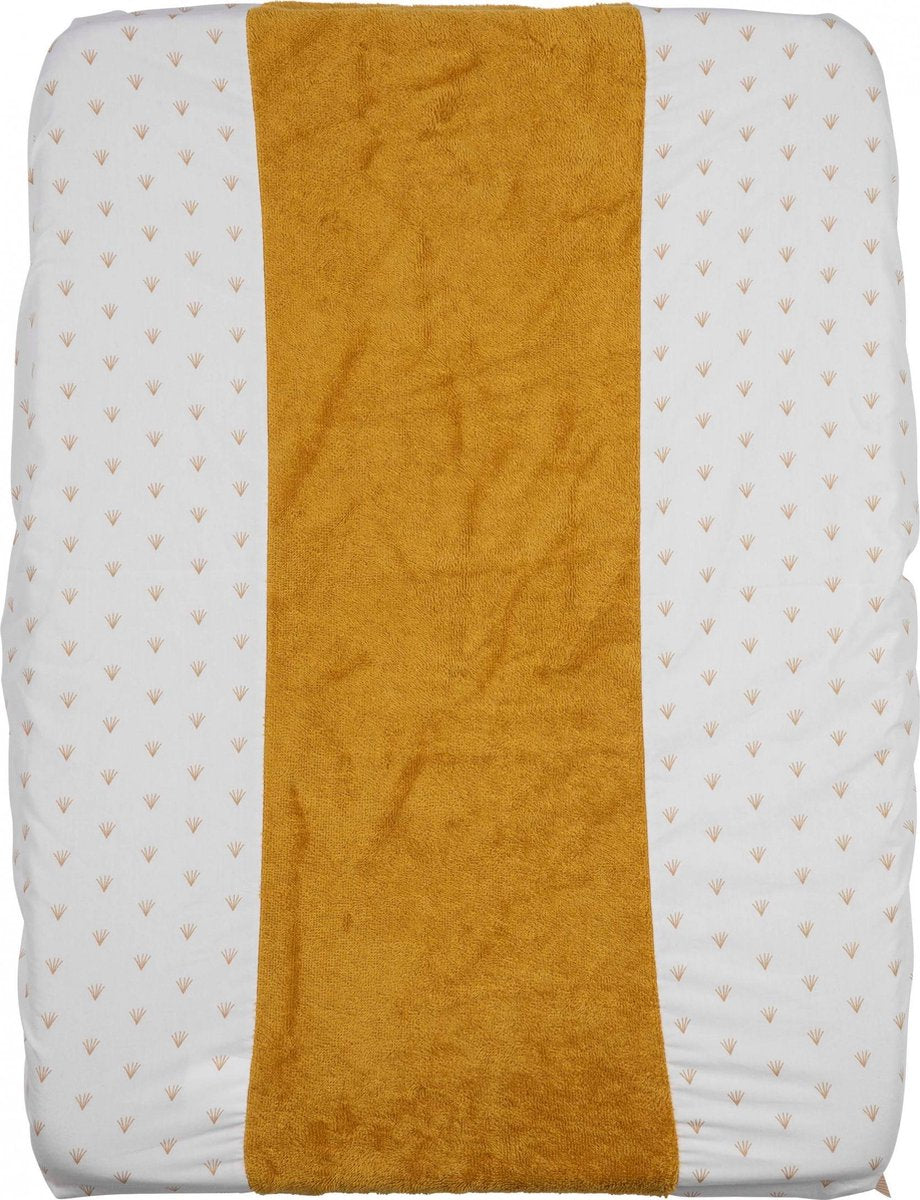 Pericles Aankleedkussenhoes 70 Cm Katoen/bamboe Wit/okergeel
