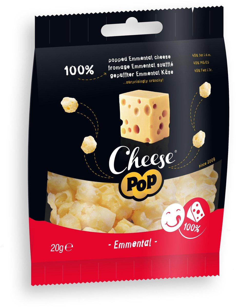 Cheese Pop | Snackpack Gepofte Emmental Kaas | Doos | 17 x 20 g  | Snel afvallen zonder poespas!