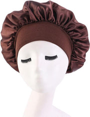 Bonnet Satijn XL|Slaapmuts Satijn|Hoofddeksel|Unisex|Cabantis|Donker Bruin
