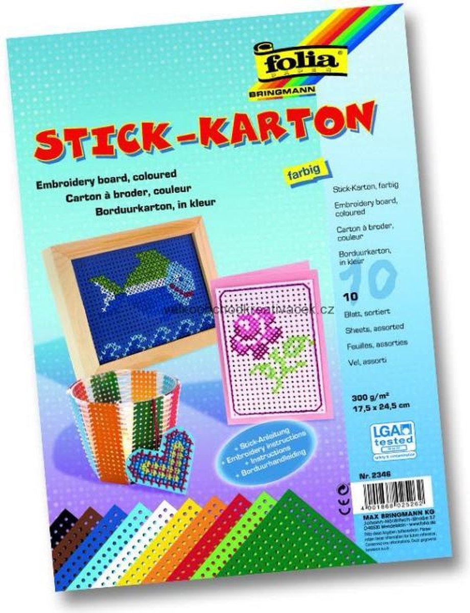 Borduurkarton set 50 vel 10 kleuren assorti