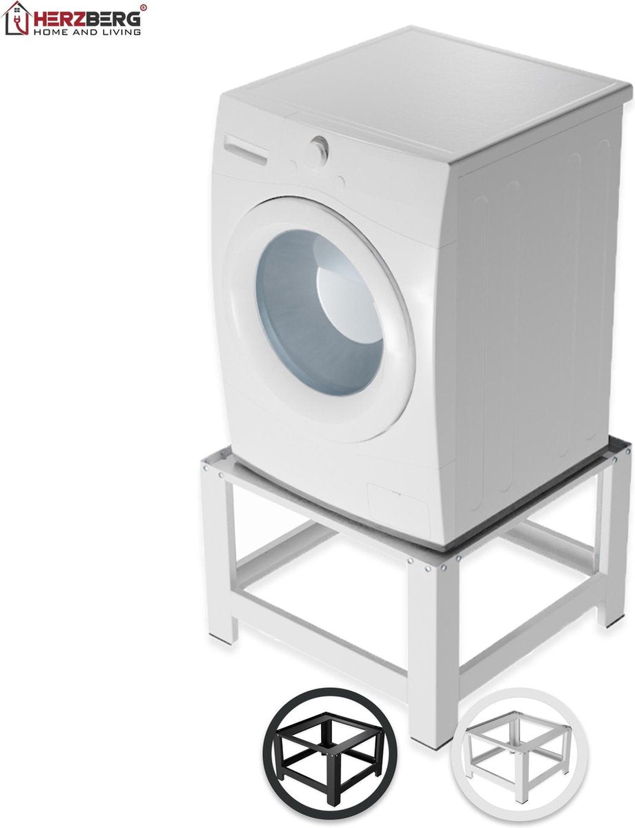 Herzberg: Universele Wasmachine Verhoger - Wit - 40cm - Antislip -  In hoogte Verstelbaar - Wasmachine Opbouwmeubel