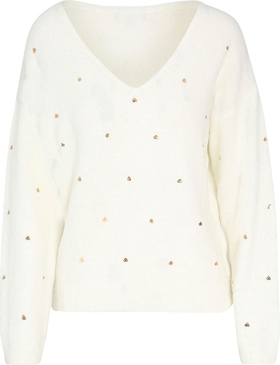 Cassis - Trui met goudkleurige lovertjes - Ecru