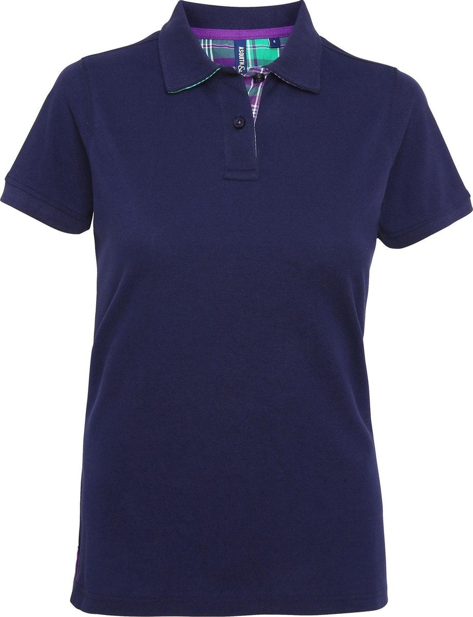 Asquith & Fox Dames/dames Check Trim Polo Shirt (Marine)