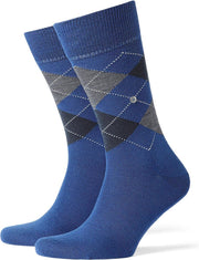 Burlington Edinburgh herensokken - wol - royal blauw met grijs en zwart -  Maat: 46-50