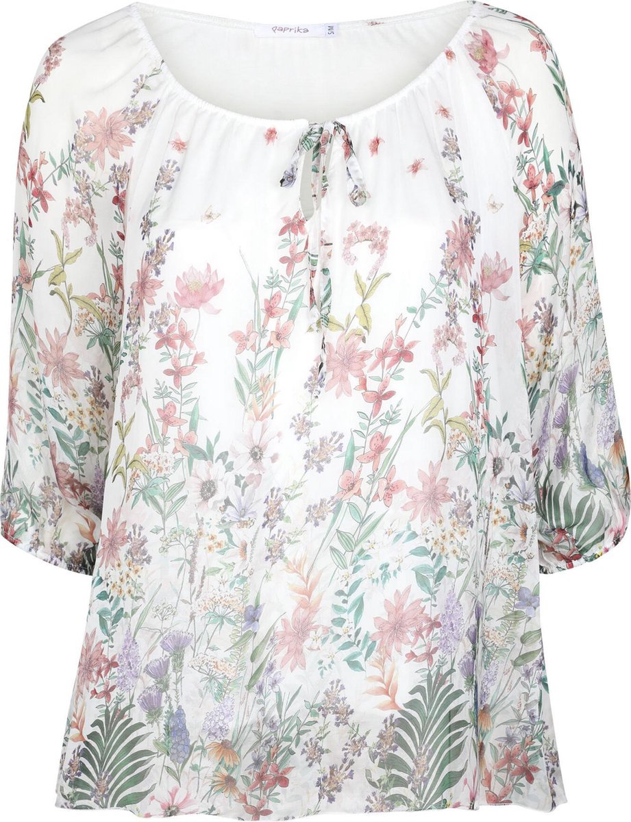 Blouse in zijde met bloemenprint