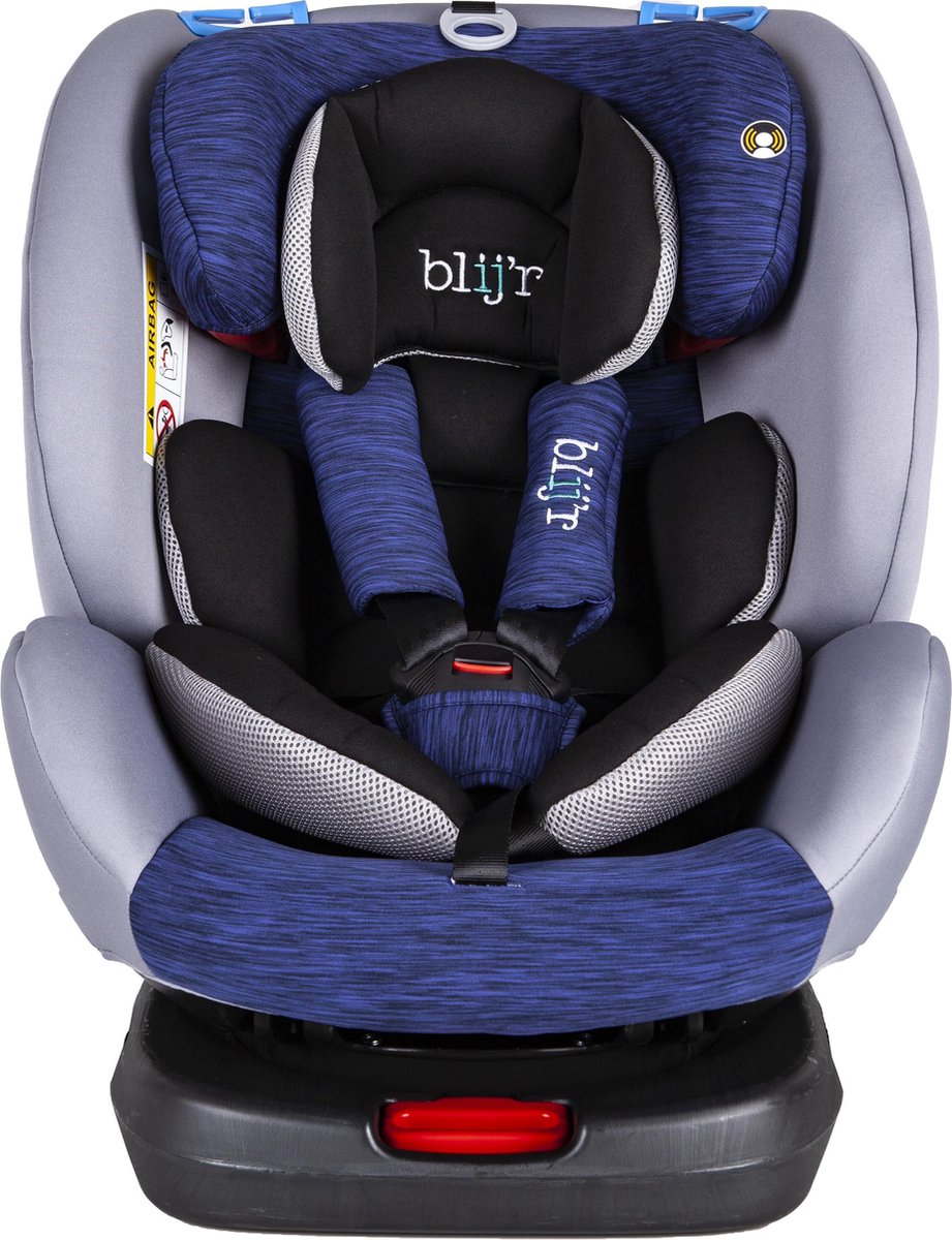 Blij’r Bas Plus Autostoel – 360 graden draaibaar – 0-12 jaar - Isofix – met slabbetje- Blauw