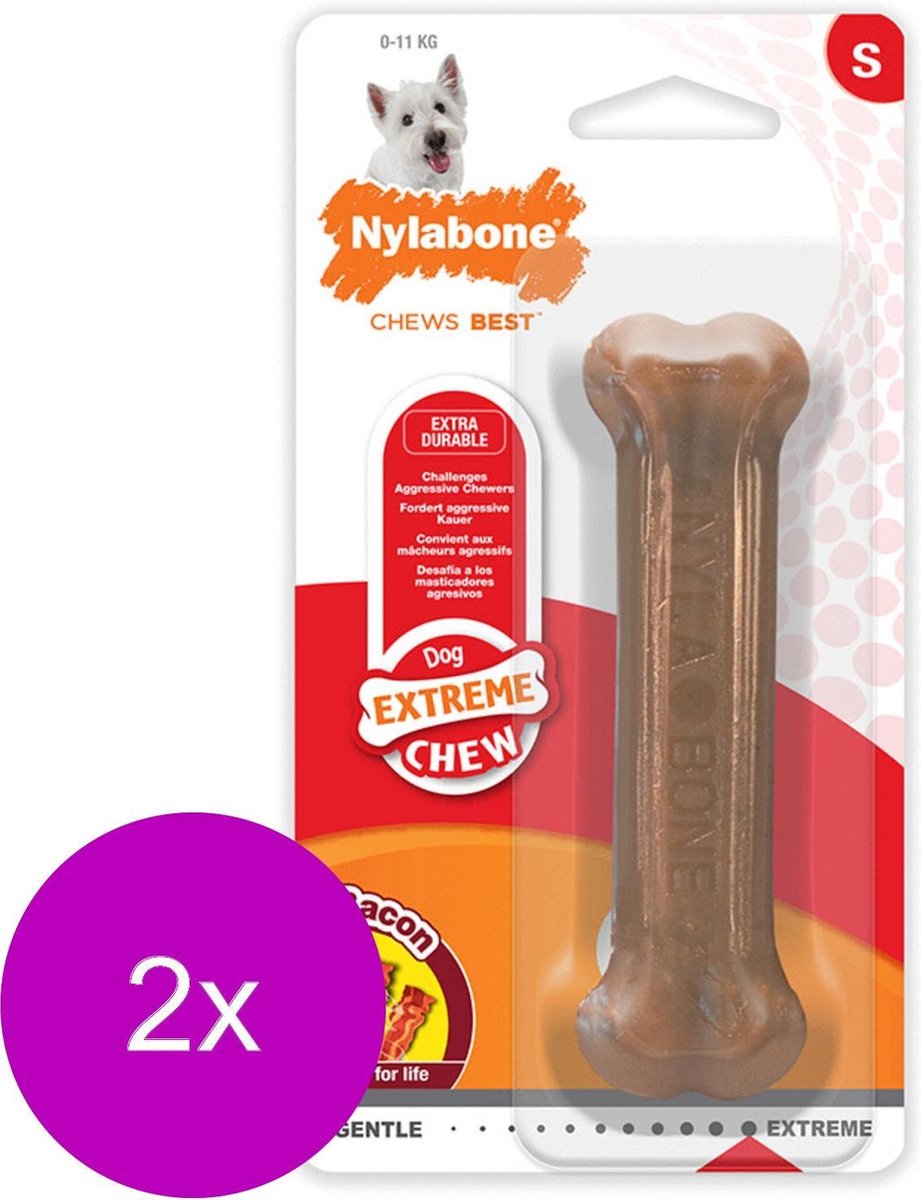 Nylabone Durable Bone Bacon Bacon - Hondenspeelgoed - 2 x Reguar