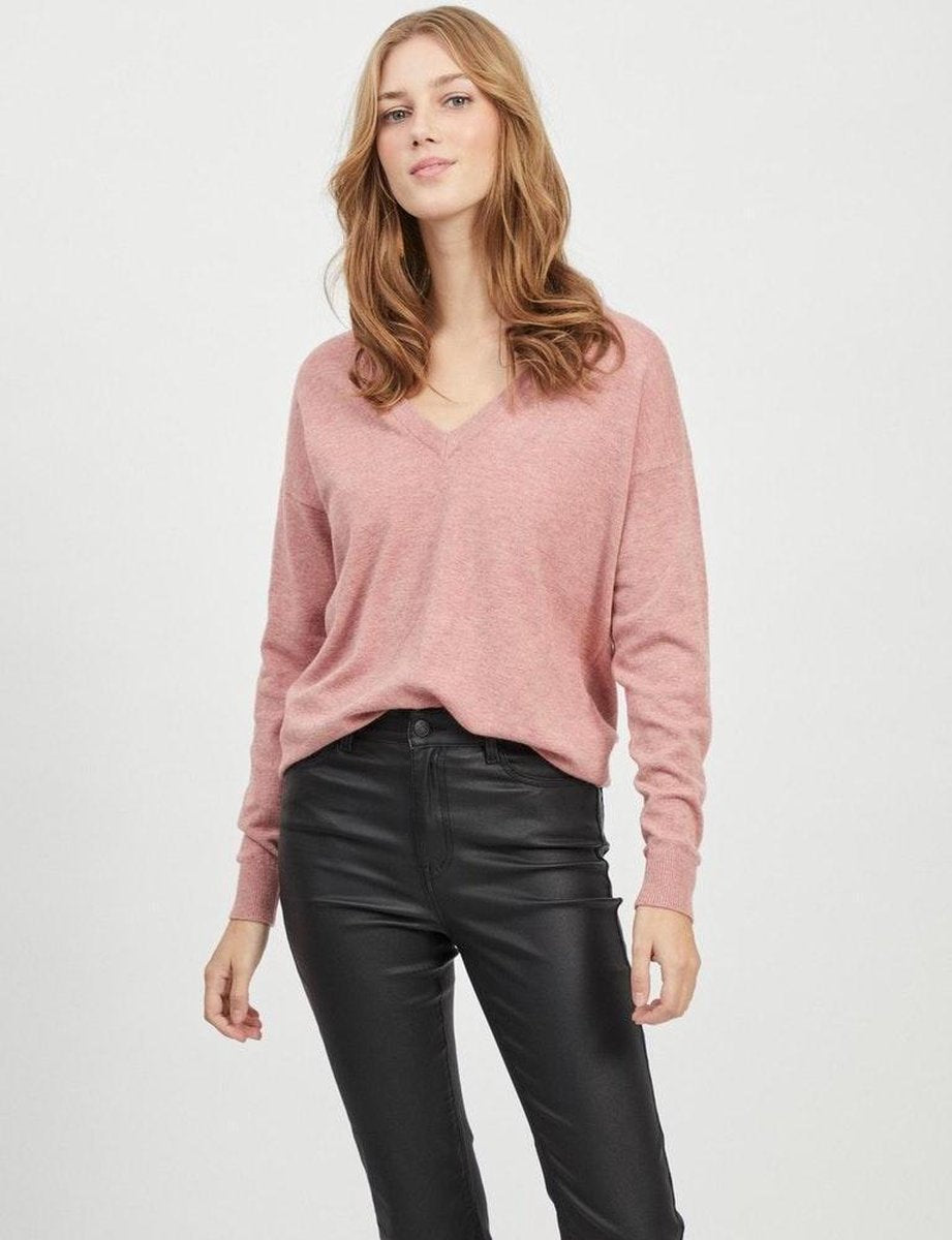 Objthess L/s V-neck Knit Pullover N 23034470 Ash Rose