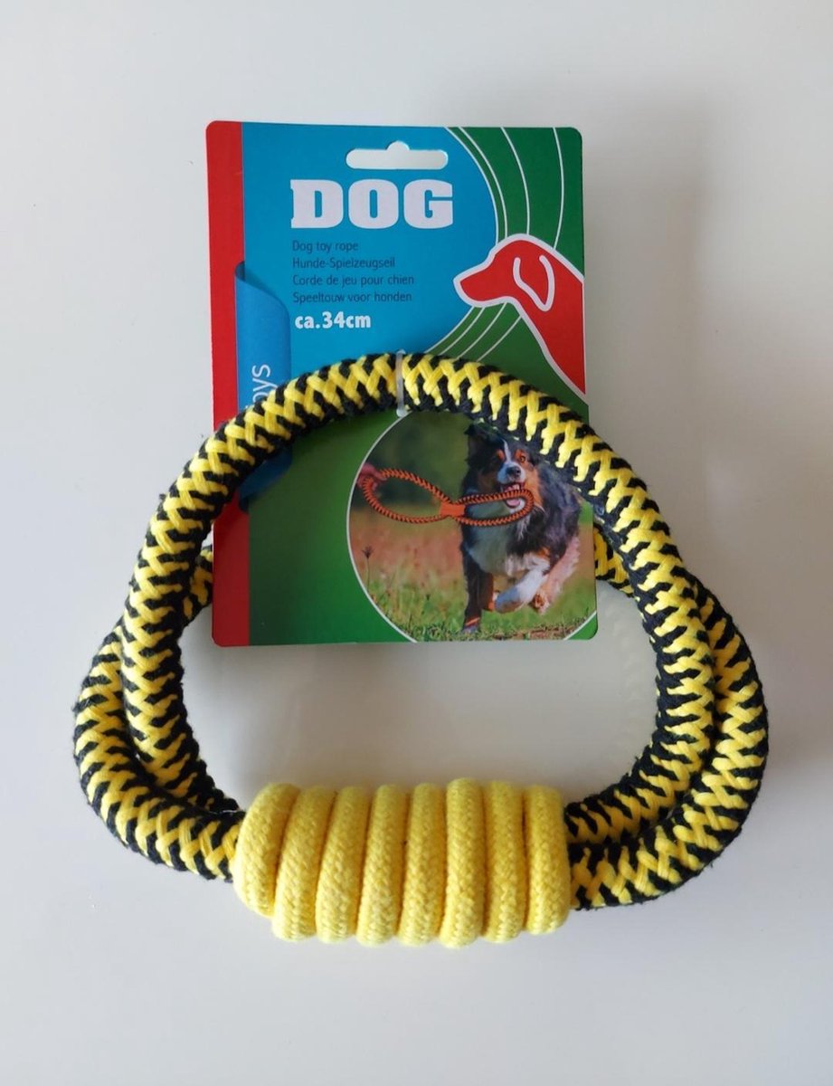 Haylana Dog hondenspeeltouw 34cm Geel