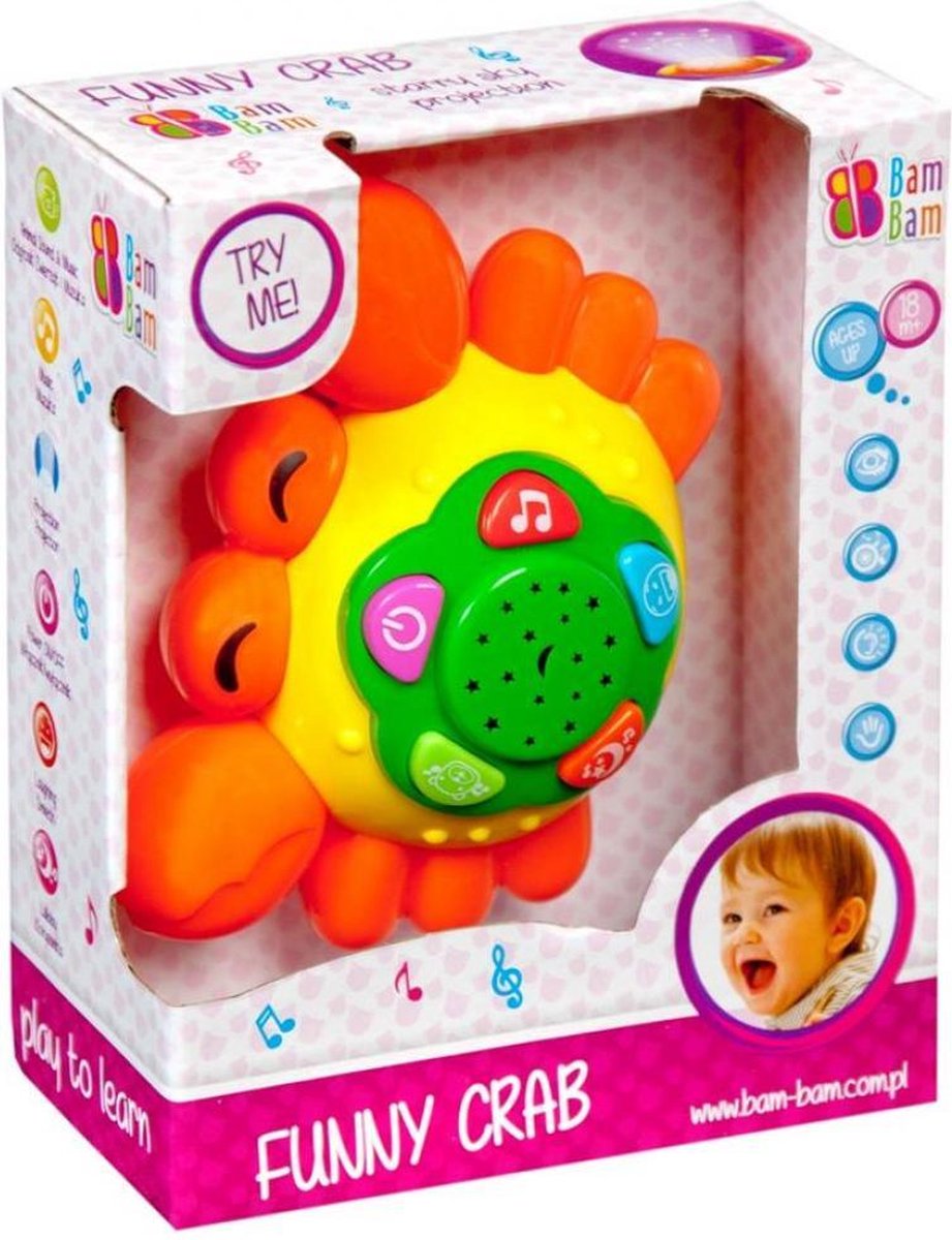 Bam Bam - Interactieve Grappige Krab - Licht en Geluid effecten Muziek Speelgoed - vanaf 18 maanden Baby / Peuter