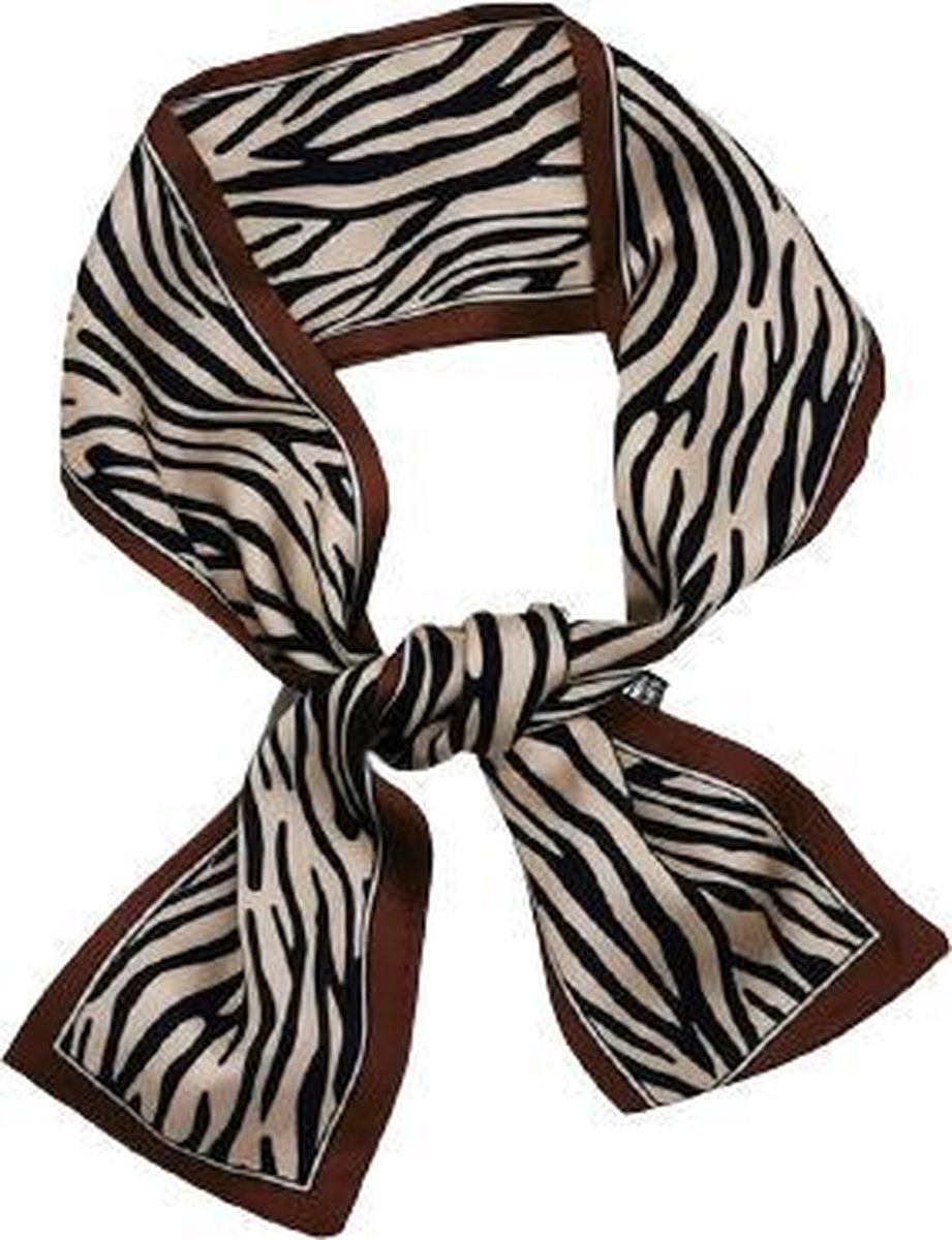 MINIIYOU® Dames haarsjaaltje zebra bruin 95x9 cm | haar lint - dames haar sjaal |neksjaal - tas sjaal - hals sjaal