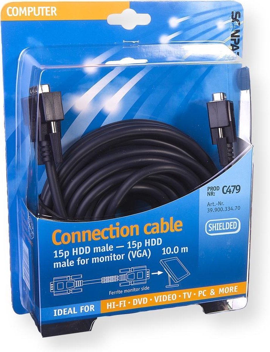 Scanpart Vga Aansluitkabel 15p(m)-(m) 10.0m