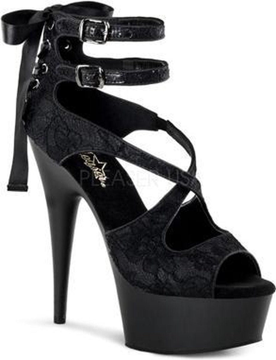 Delight-678LC black satin lace - (EU 35 = US 5) - Pleaser