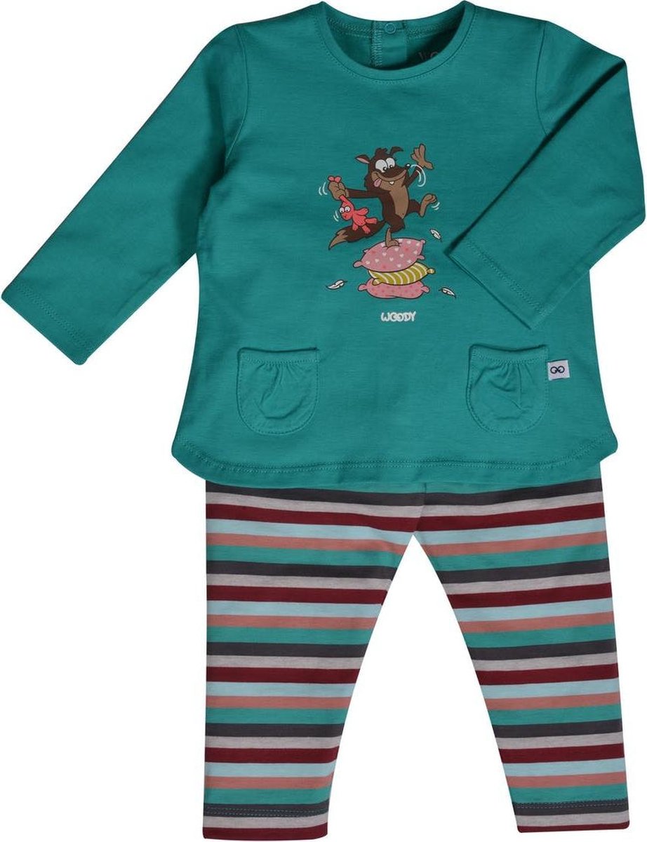 Woody - Meisjes pyjama - Wolf - aquagroen - 202-3-BSL-S/752 - 1m