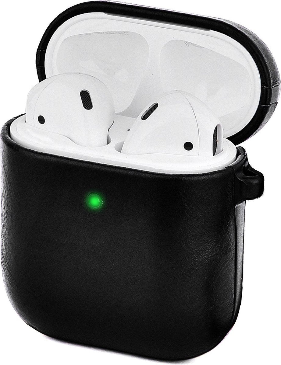 Silvergear Apple AirPods Hoesje - Zwart - Bescherming Case - Leer - Voor Apple AirPods en AirPods 2
