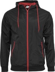 Senvi Hooded Windrunner Herenjack - Kleur Zwart/Rood - Maat XL