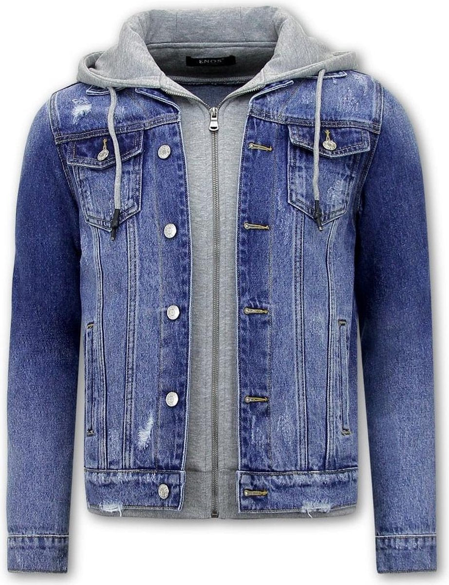 Enos Spijkerjas met Capuchon Heren - RJ9106 - Blauw - Maat: S