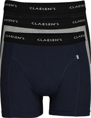 Claesen's Basics boxers (3-pack) - heren boxers lang - zwart - grijs en blauw -  Maat: S