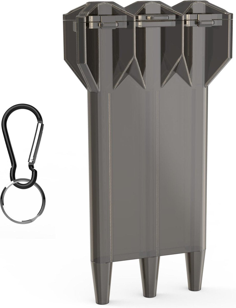 kwmobile 3-in1 etui voor dartpijlen - Kunststof case voor 3 pijlen - Box voor darts in zwart / transparant - Dartpijlen hoes
