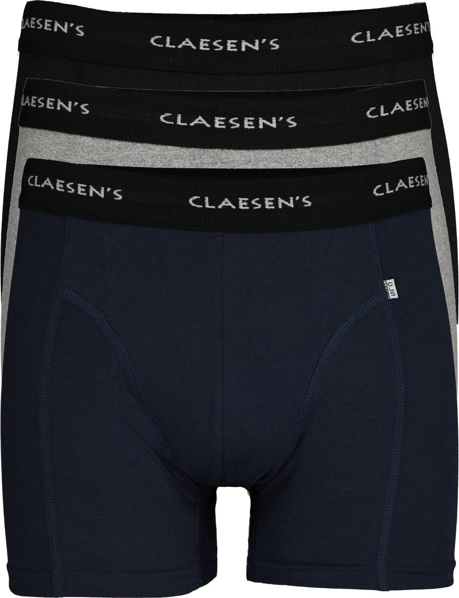 Claesen's Basics boxers (3-pack) - heren boxers lang - zwart - grijs en blauw -  Maat: XXL