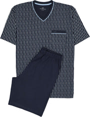 Gotzburg heren shortama - blauw met lichtblauw en wit dessin -  Maat: XXL