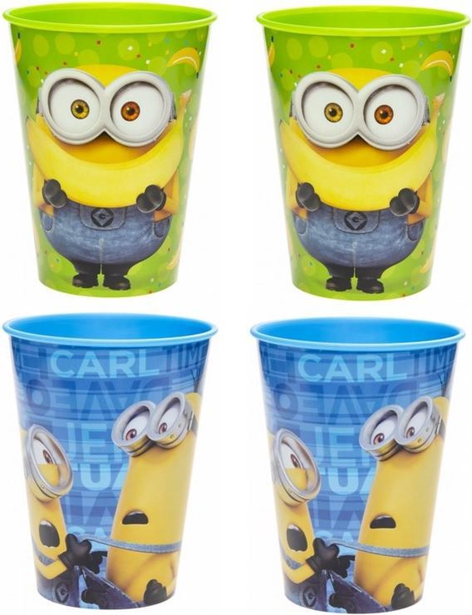 4 stuks minions kunststof bekers 260ml ®Pippashop