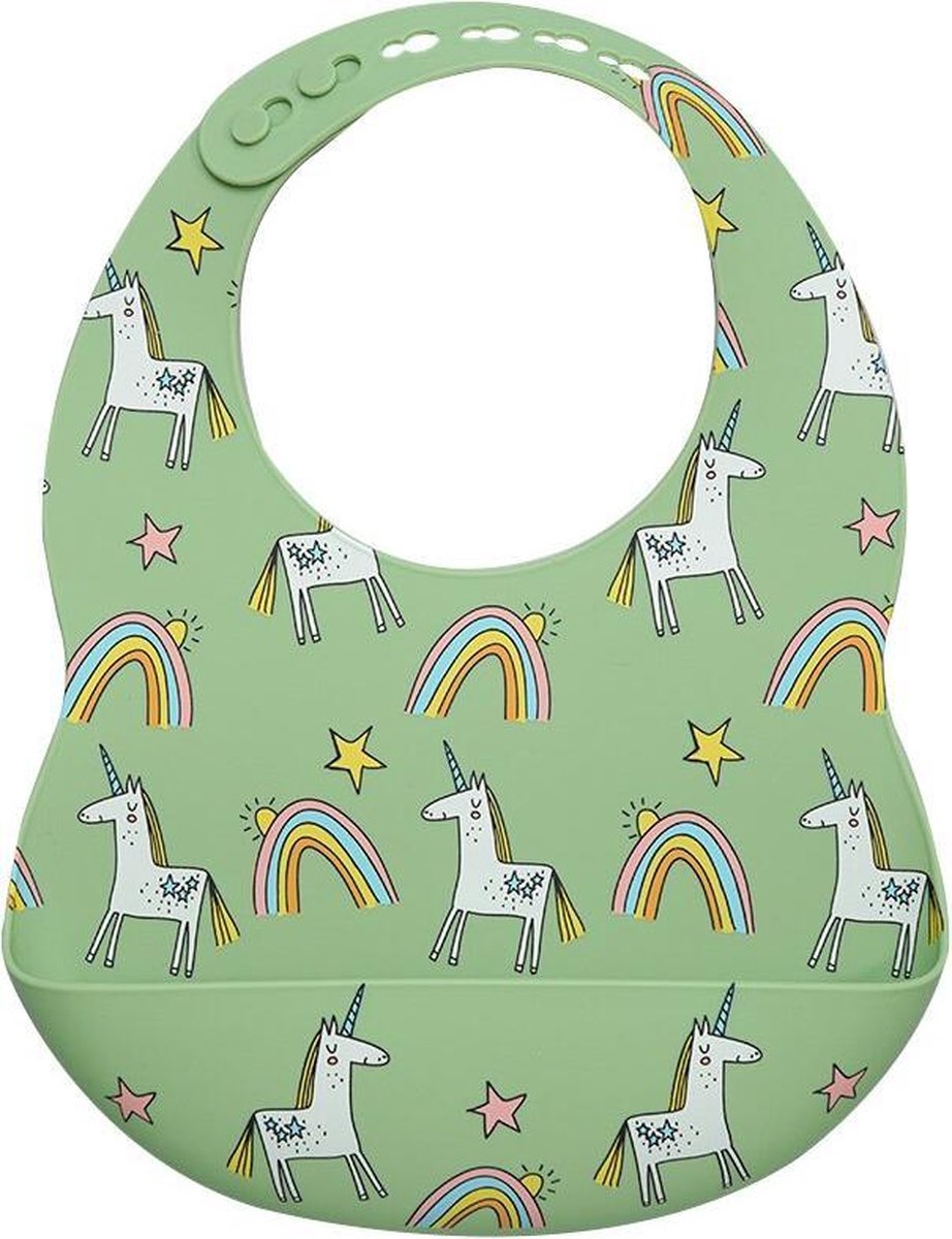 JillyBee - Siliconen Slabber - Siliconen - Slabber - Unicorn - Groen - Multicolor