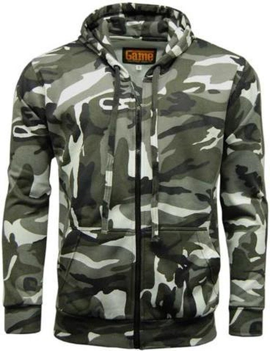 Grijze Hoodie heren met capuchon - met rits - Light Sport Sweater - Camouflage kleding - Maat 4XL