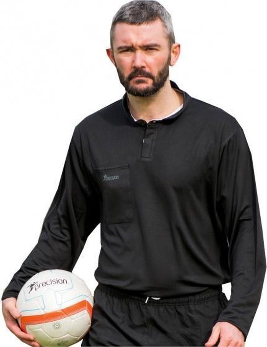 Precision Scheidsrechtersshirt Heren Polyester Zwart Maat M